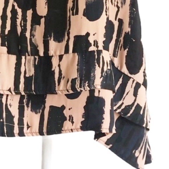 Aqua Silk Tank Top Tiered Hem Medium Black Peach - Picture 7 of 7